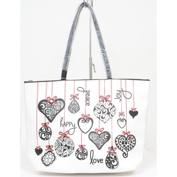 NEW Brighton Love Notes Faux Leather Heart Print Tote Shoulder Bag Romantic - Picture 1 of 8